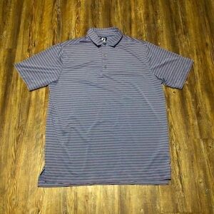Footjoy Shirt Men's Large Golf Polo Purple Blue Collared Spandex Stretch Summer